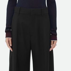 NWT WOMEN BOTTEGA VENETA BLACK WOOL GABARDINE TROUSERS SZ 44